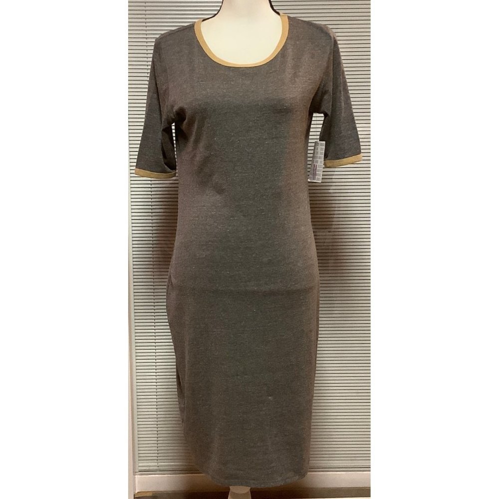 LulaRoe JULIA Grey & Beige Knit Dress - NWT - MEDIUM